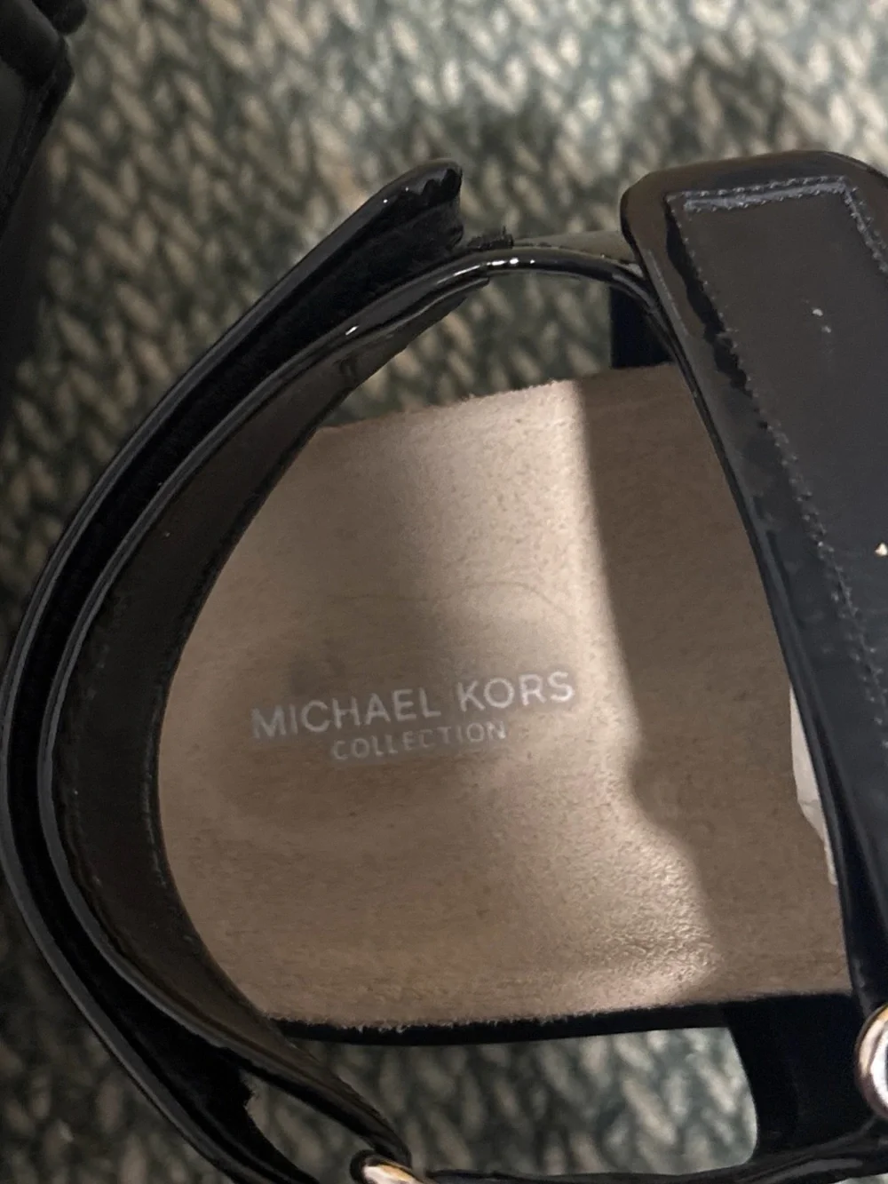 Michael Kors Black Platform Velcro Slide Sandals